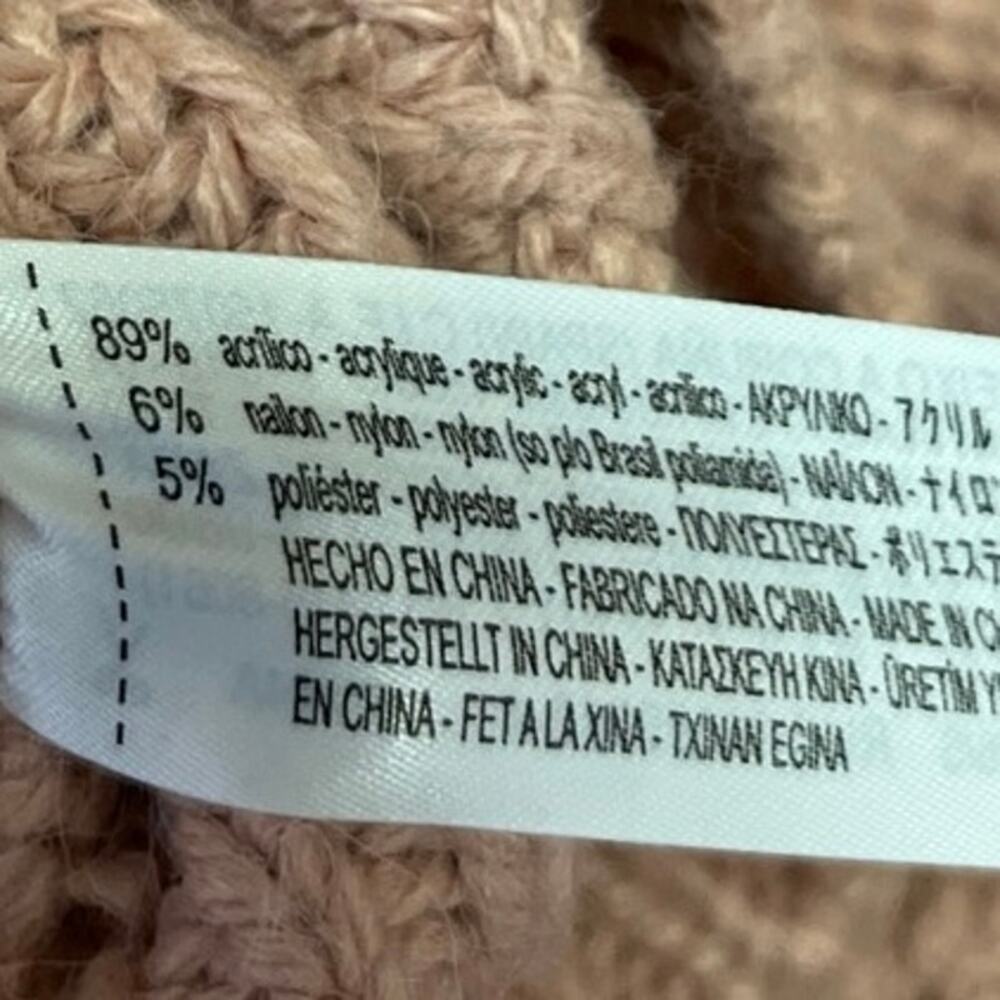 Zara Women's Pink Chunky Knit Tie Waist Oversize Wrap Cardigan Sweater Top Sz S - Picture 4 of 4